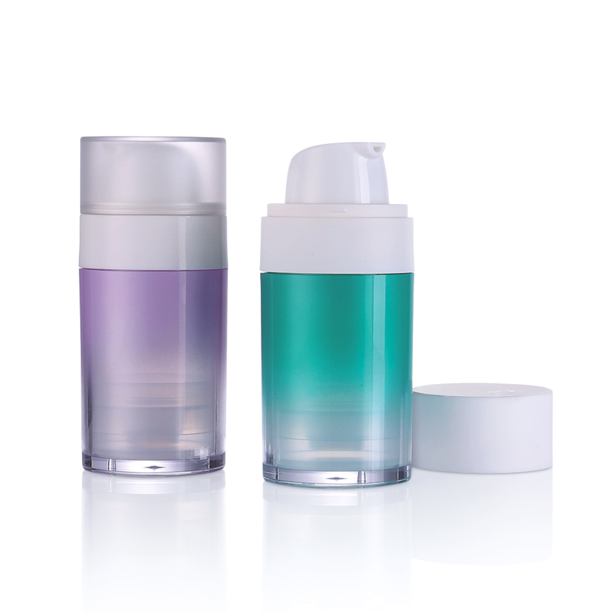 30 ml di imballaggio cosmetico di lusso a lozione rotonda a cardiente di lozione bottiglia di pompa a colori L19