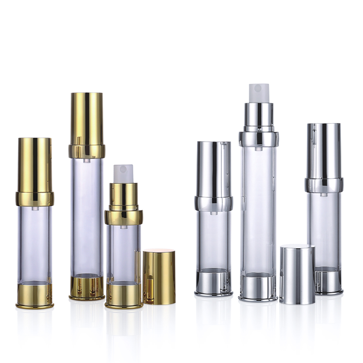 15 ml da 20 ml 30 ml da 50 ml mini svuoto in oro/argento con una bottiglia di lozione a spruzzo a spruzzo L08