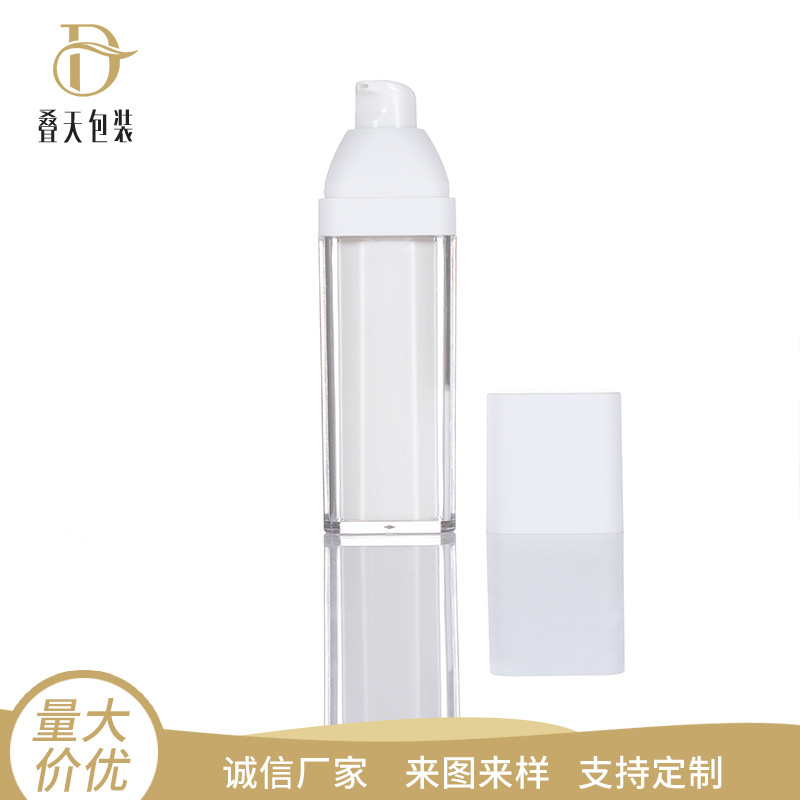 Bottiglia di lozione a vuoto quadrato bianco 15/50 ml a doppio strato con pressa rotante Essence Cosmetics Sottocamera