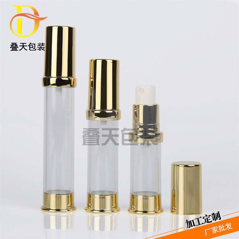 5 10 bottiglia di profumo cosmetico da 15 ml, trasparente dorato, tipo di pressione, bottiglia divisa, bottiglia portatile glassata